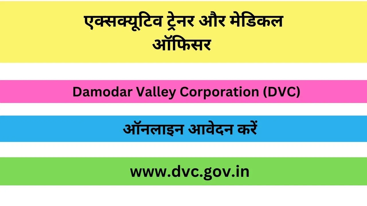 DVC Executive Trainee & Medical Officer Recruitment 2024, dvc.gov.in