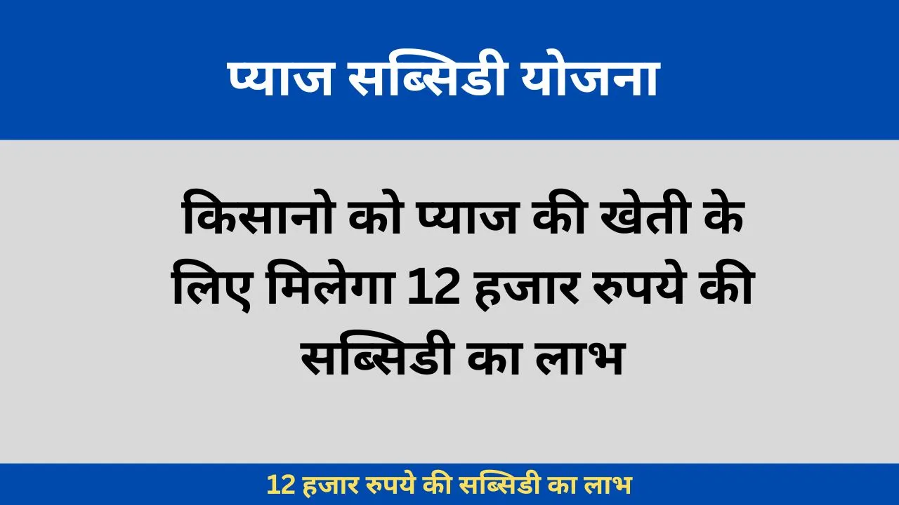 किसानो को प्याज की खेती के लिए मिलेगा 12 हजार रुपये की सब्सिडी का लाभ